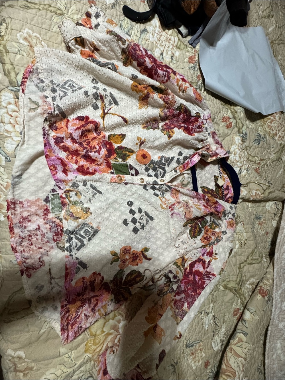 Pilcro Multicolor Floral Shirt with Pink, Orange & Green Accents